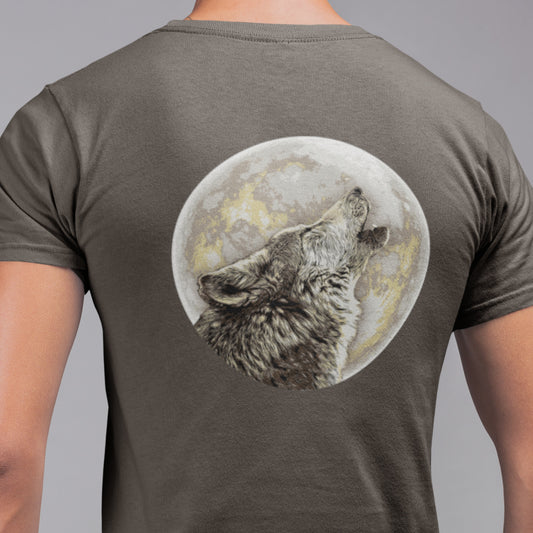 Howling Wolf under Full Moon Unisex classic tee - image on back