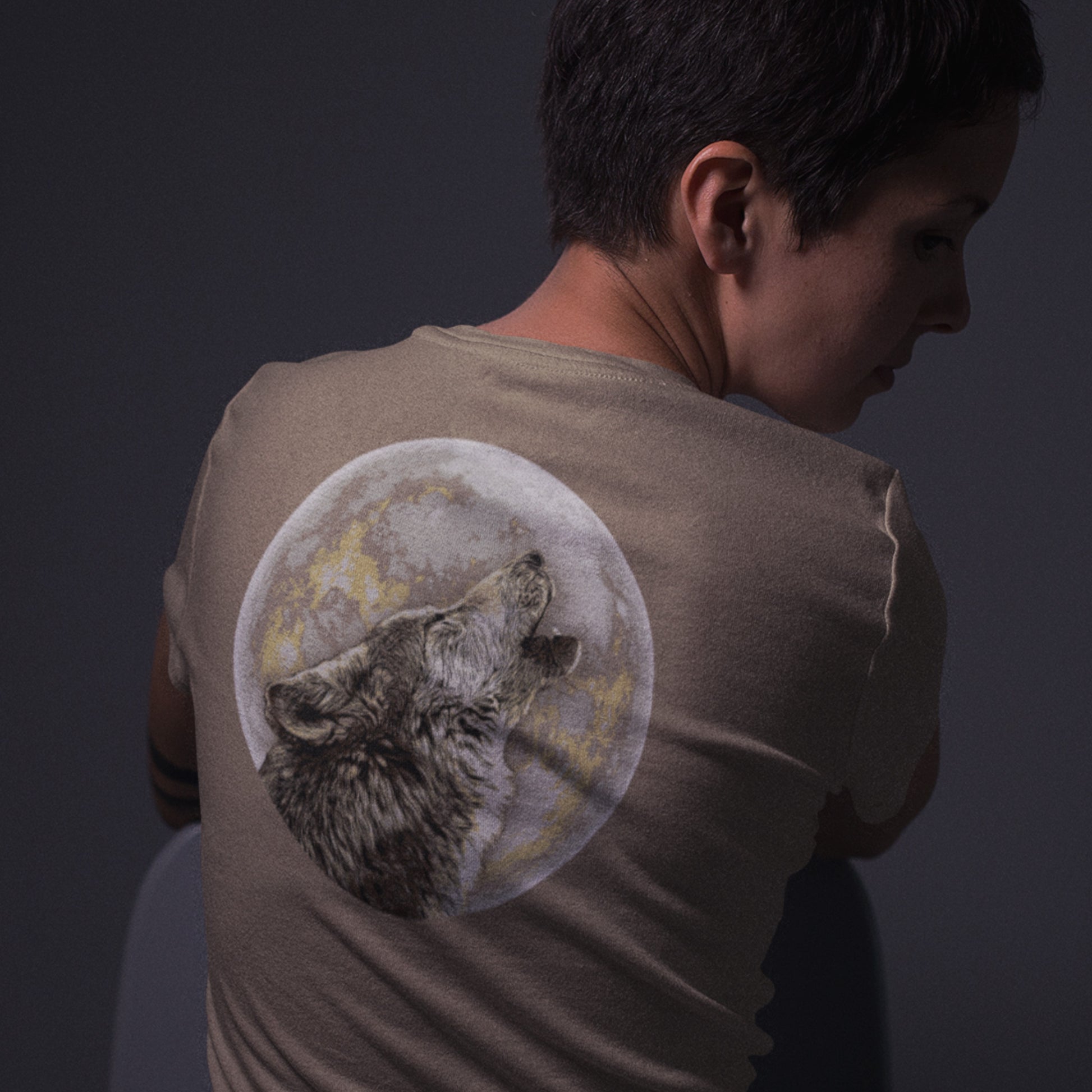 Howling Wolf under Full Moon Unisex classic tee - image on back