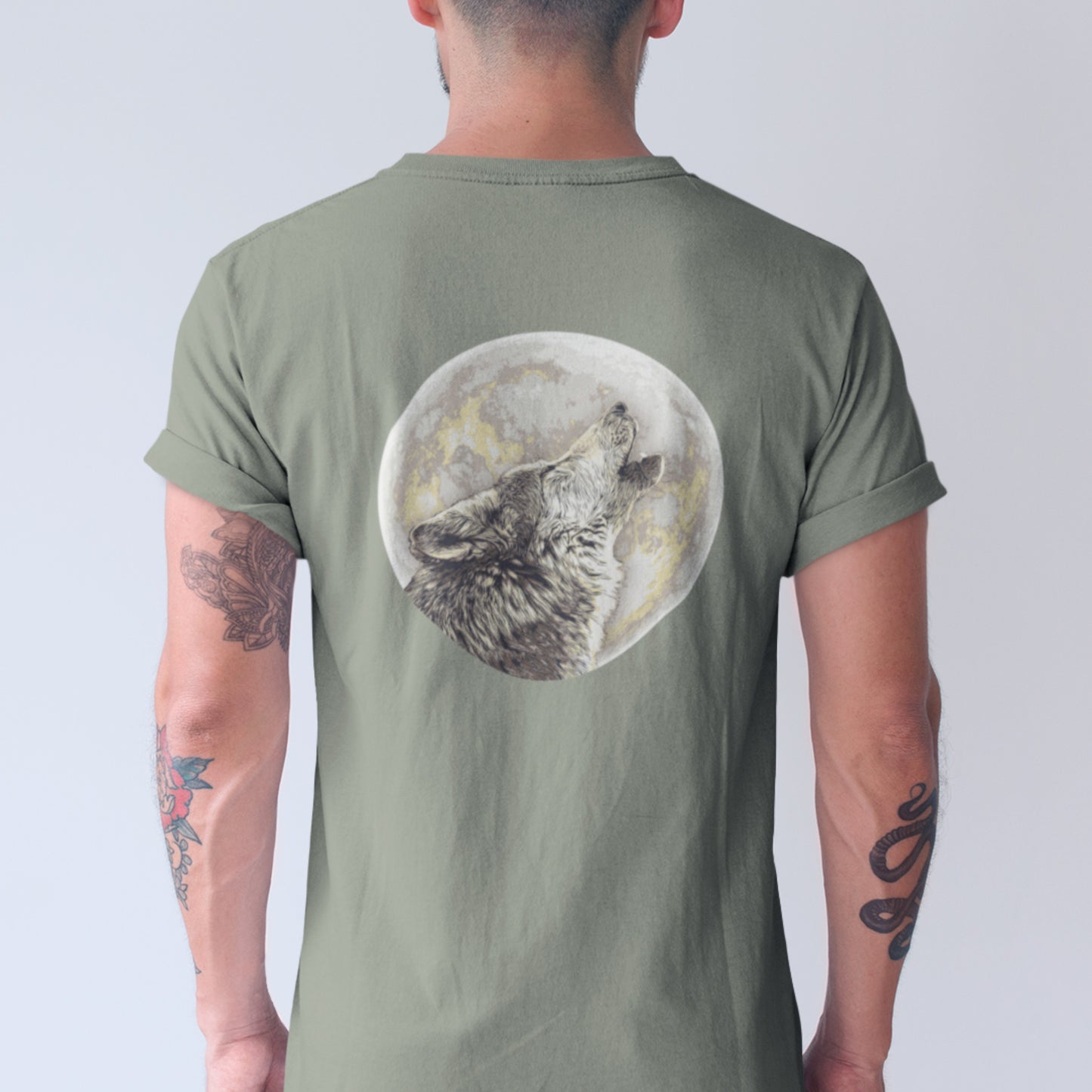 Howling Wolf under Full Moon Unisex classic tee - image on back