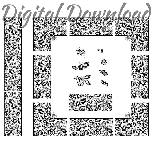 Vintage style Art Nouveau page borders in SVG JPG PNG formats, instant digital download clipart bundle frame corners