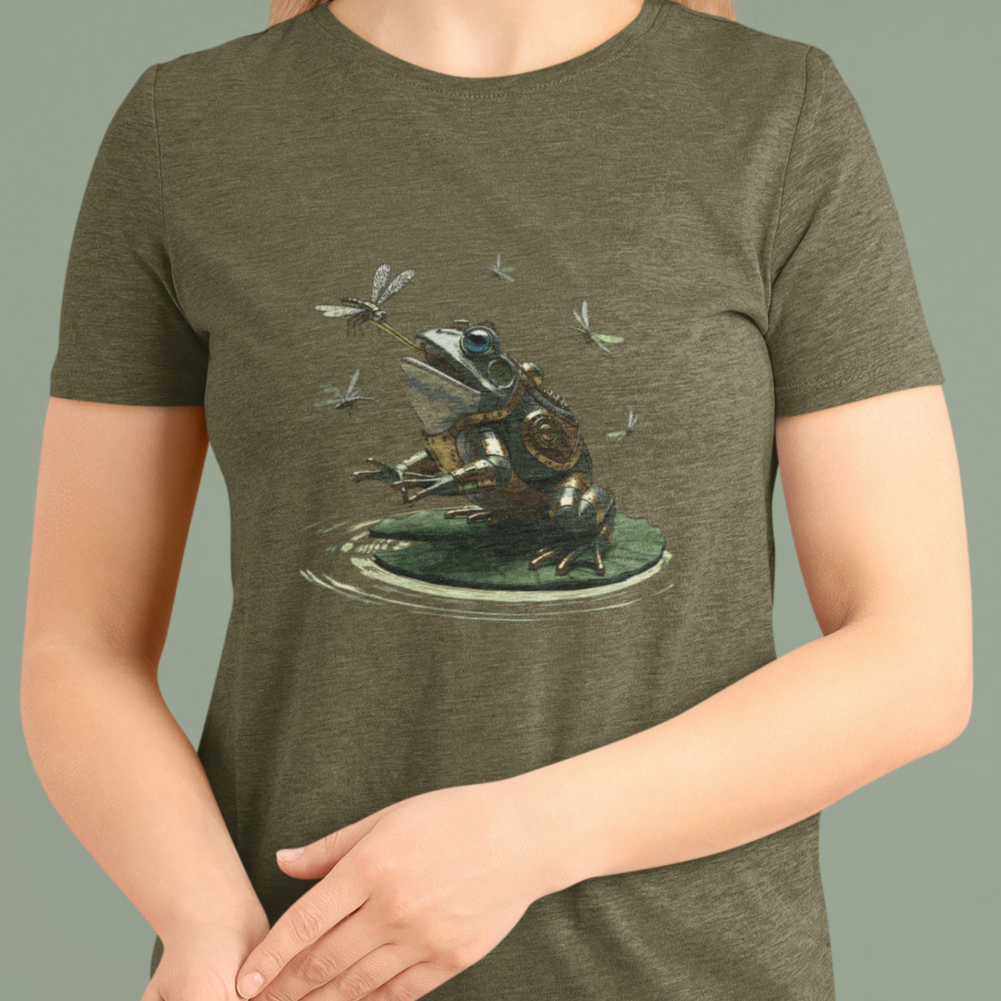 Steampunk Frog with Dragonflies Unisex t-shirt - Mechanical Bullfrog Tee