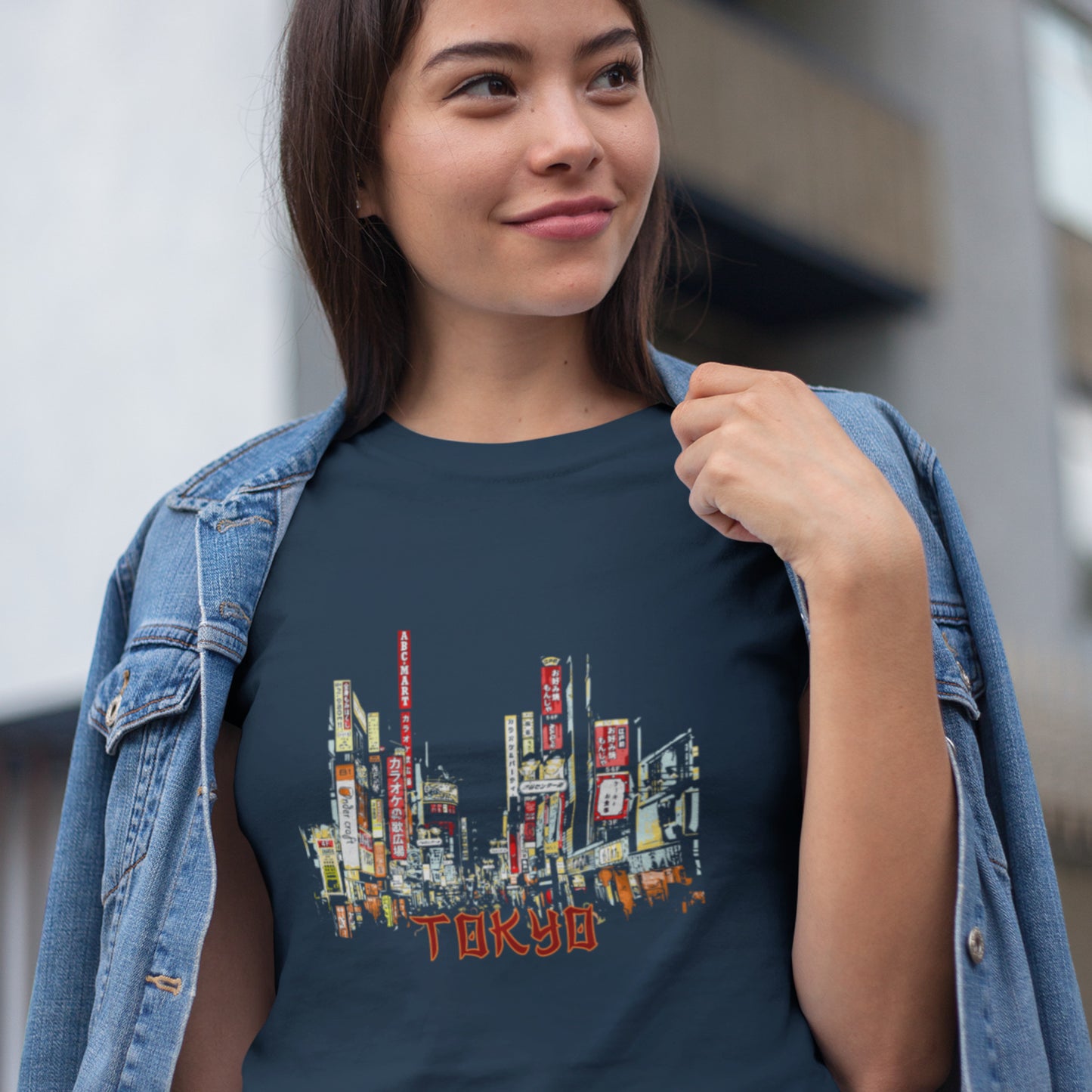 Tokyo at Night Unisex Jersey Tee - Shibuya City, Tokyo, Japan in Night Scene