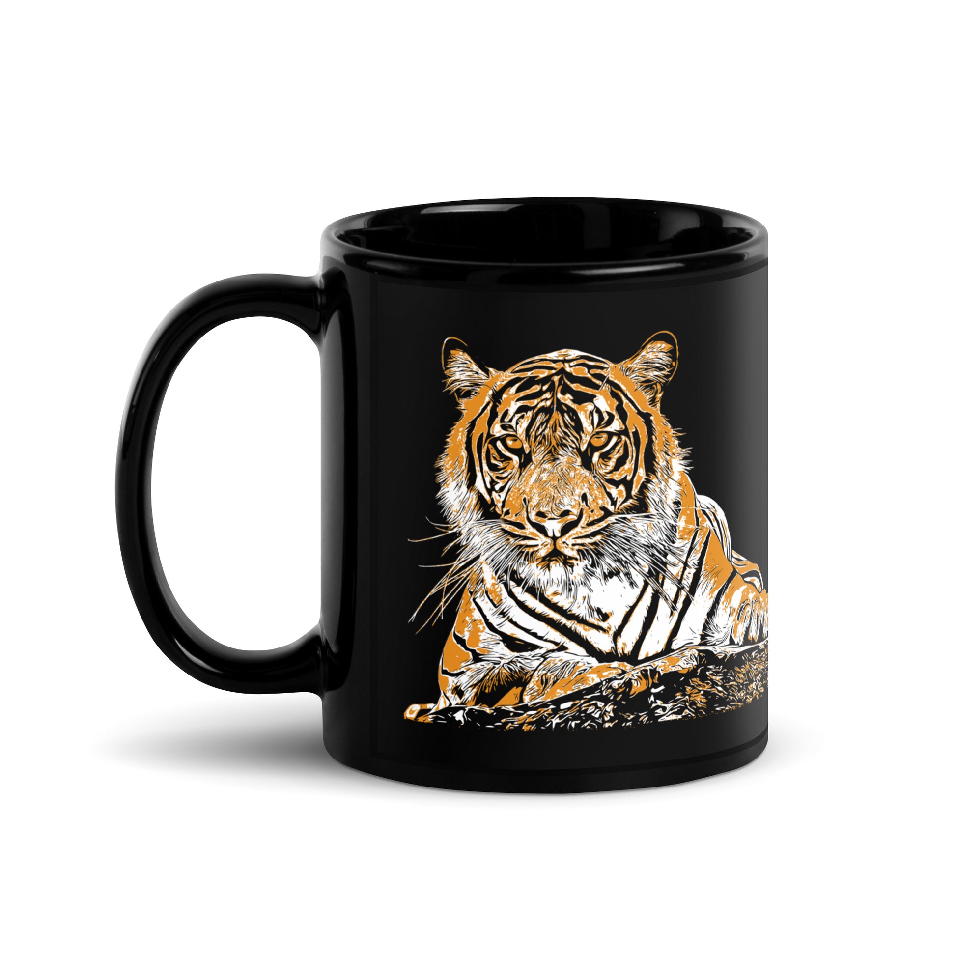 Majestic Tiger Black Glossy Mug at zoeysgarage.net