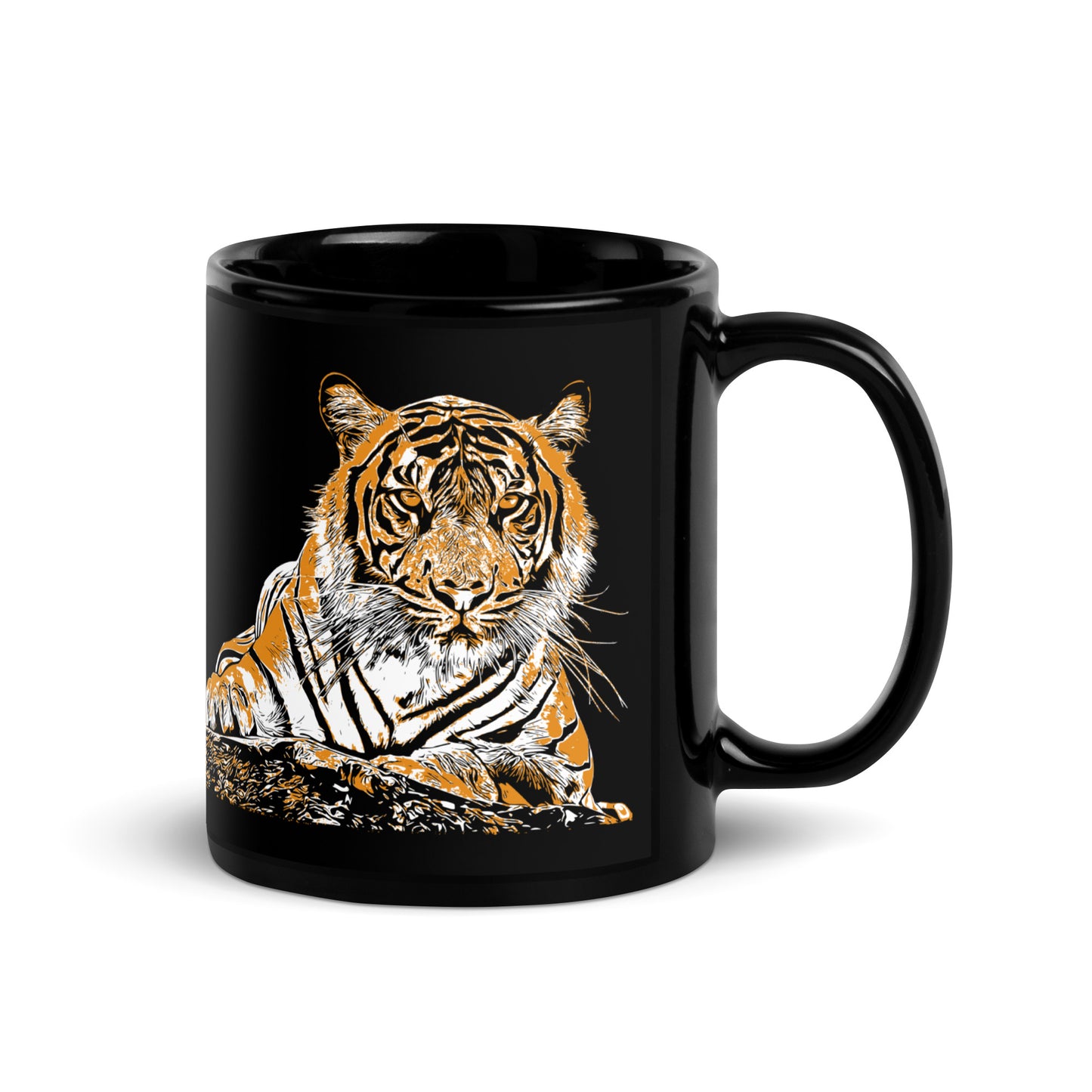 Majestic Tiger Black Glossy Mug