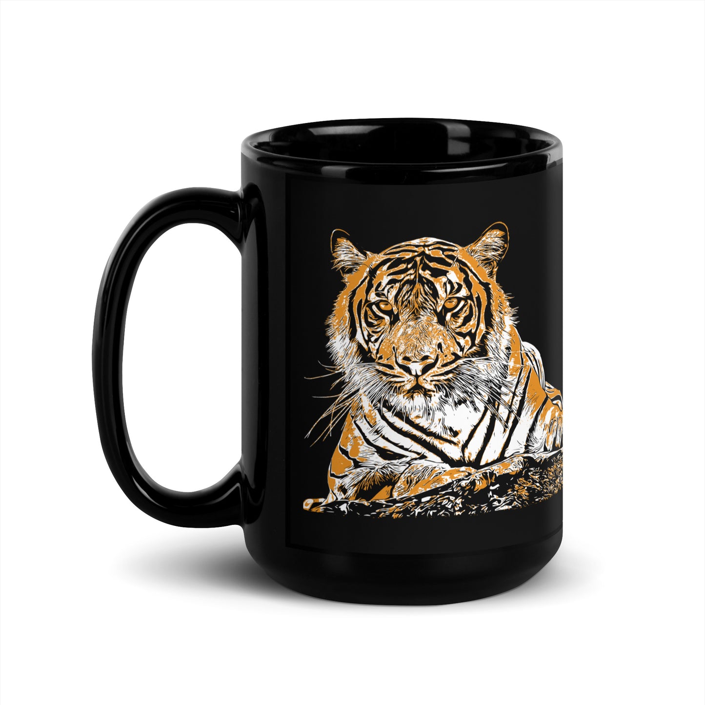 Majestic Tiger Black Glossy Mug at zoeysgarage.net