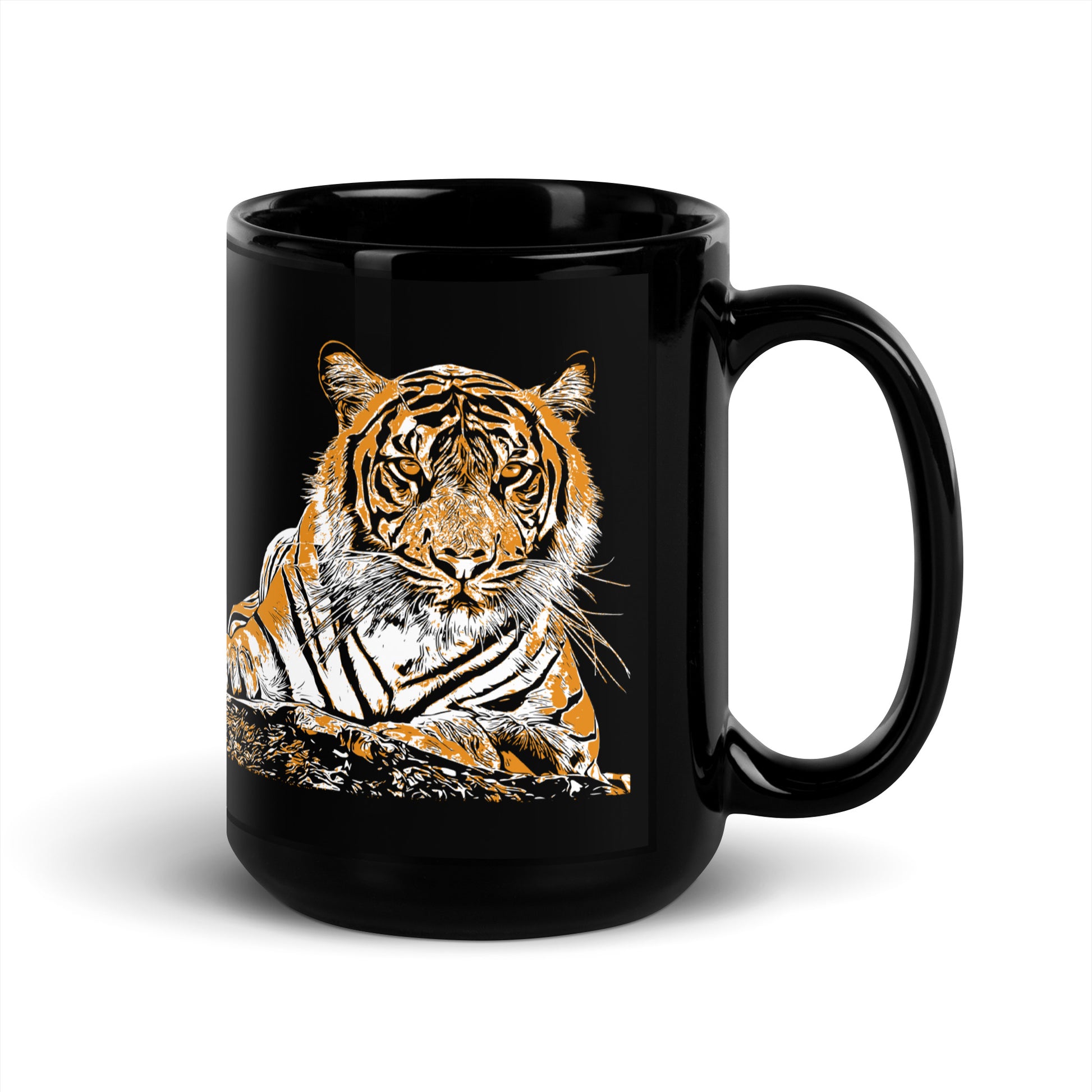 Majestic Tiger Black Glossy Mug at zoeysgarage.net