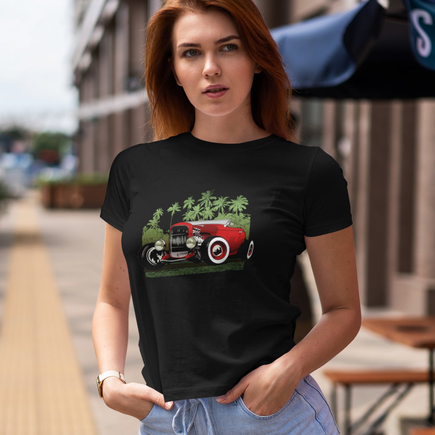 Classic 30's Hot Rod Unisex Jersey Tee Red/Green version