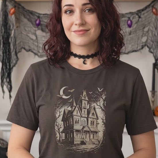 Haunted House T-Shirt, Gothic Victorian Mansion Halloween Shirt, Unisex classic tee