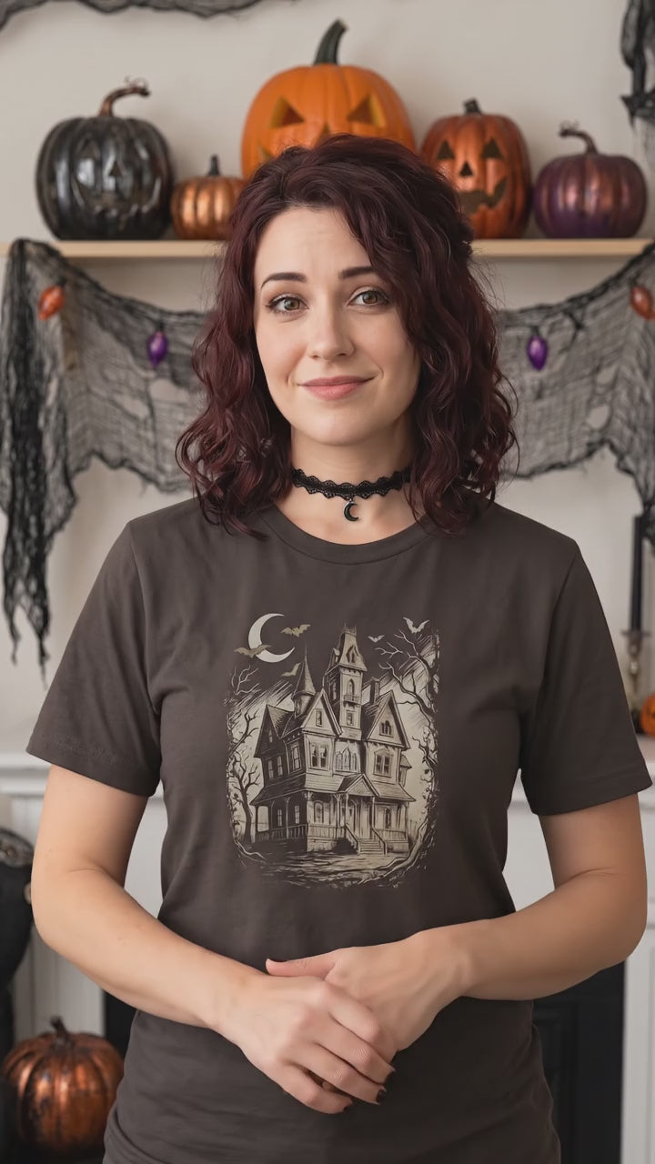 Haunted House T-Shirt, Gothic Victorian Mansion Halloween Shirt, Unisex classic tee