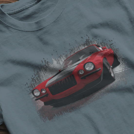 Classic Car Shirt featuring a Red 1970 Camaro - Unisex t-shirt with 70 Chevrolet Camaro
