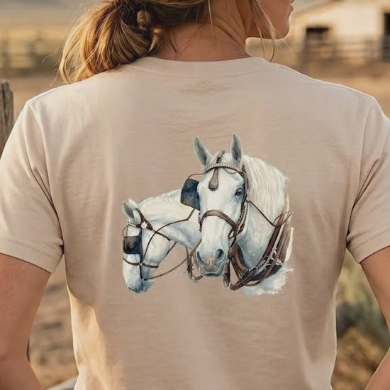Draft Horses Unisex classic tee - American Cream pair of work horses