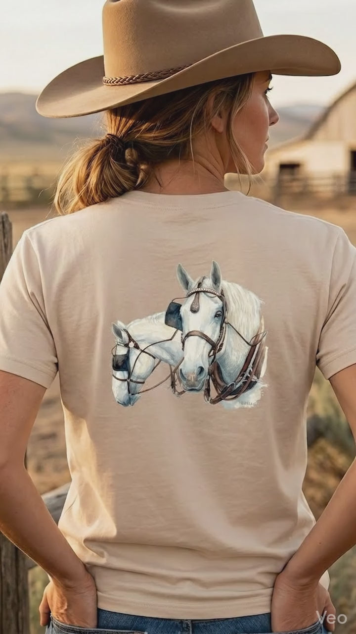 Draft Horses Unisex classic tee - American Cream pair of work horses