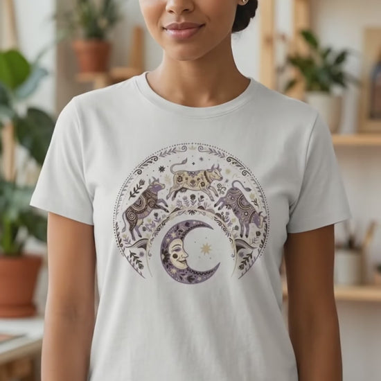 Folk Art Cow Trio with Moon Tee | Unisex classic tee