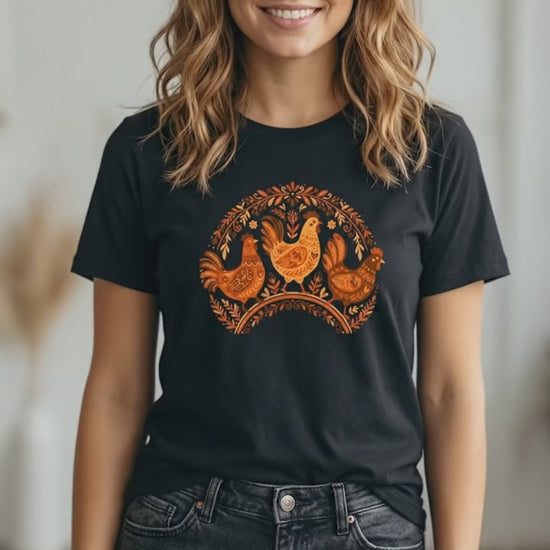 Folk Art Chicken Trio Tee | Unisex classic tee
