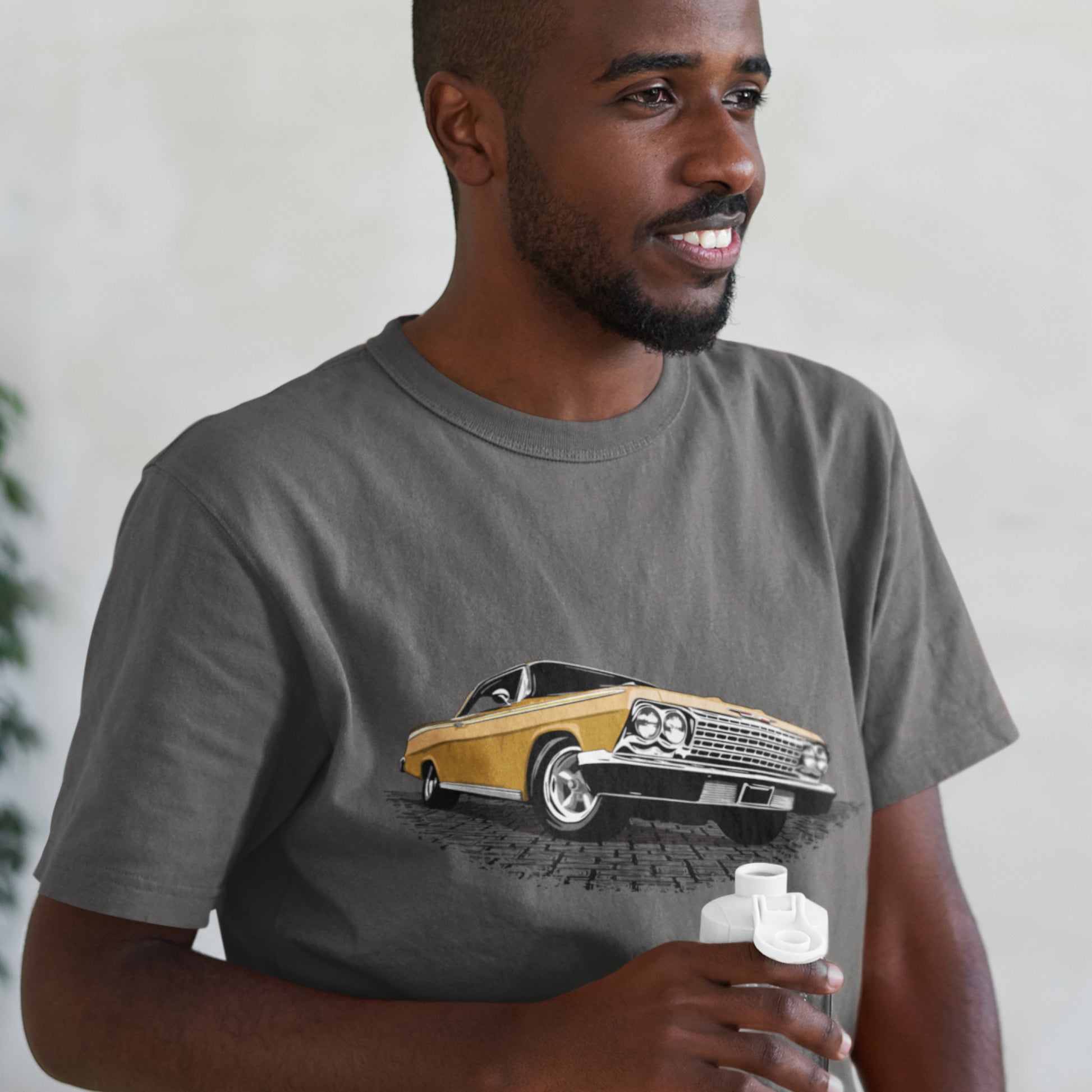 Classic car shirt featuring Gold 1962 Chevy Impala - Unisex Jersey Tee - 62 Chevrolet Impala SS