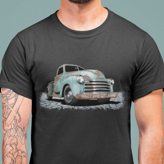 Classic Truck Shirt featuring rusty green 50 Chevy truck - Vintage 1950 Chevrolet rat rod pickup