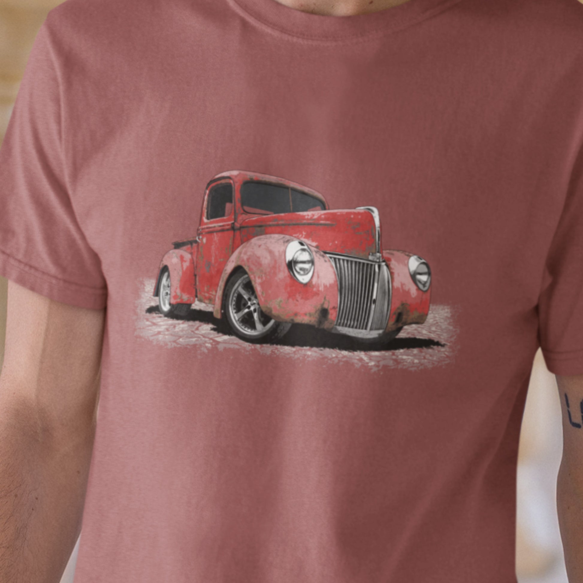 Classic Truck Shirt featuring rusty red 40 Ford truck - Vintage 1940 Ford rat rod pickup