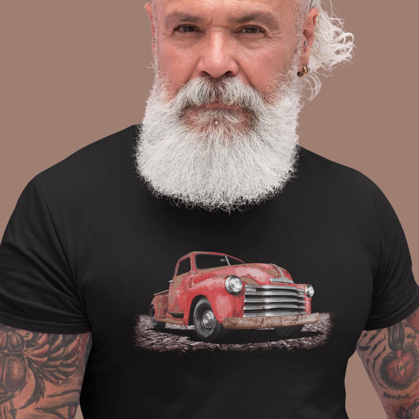 Classic Truck Shirt featuring rusty red 50 Chevy truck - Vintage 1950 Chevrolet rat rod pickup