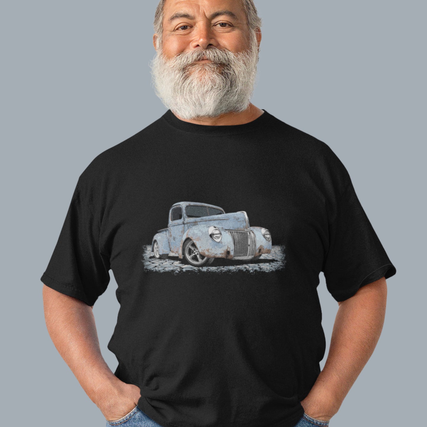 Classic Truck Shirt featuring rusty blue 40 Ford truck - Vintage 1940 Ford rat rod pickup