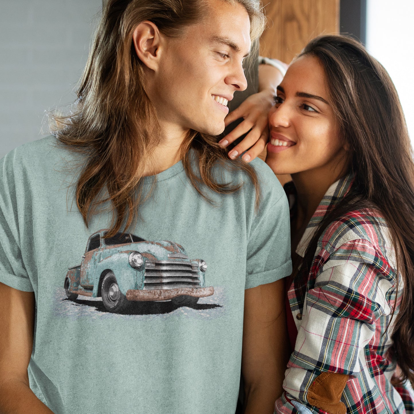 Classic Truck Shirt featuring rusty green 50 Chevy truck - Vintage 1950 Chevrolet rat rod pickup