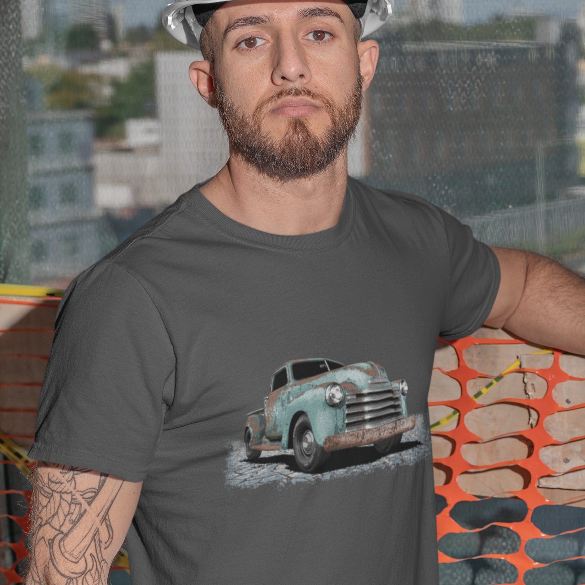 Classic Truck Shirt featuring rusty green 50 Chevy truck - Vintage 1950 Chevrolet rat rod pickup