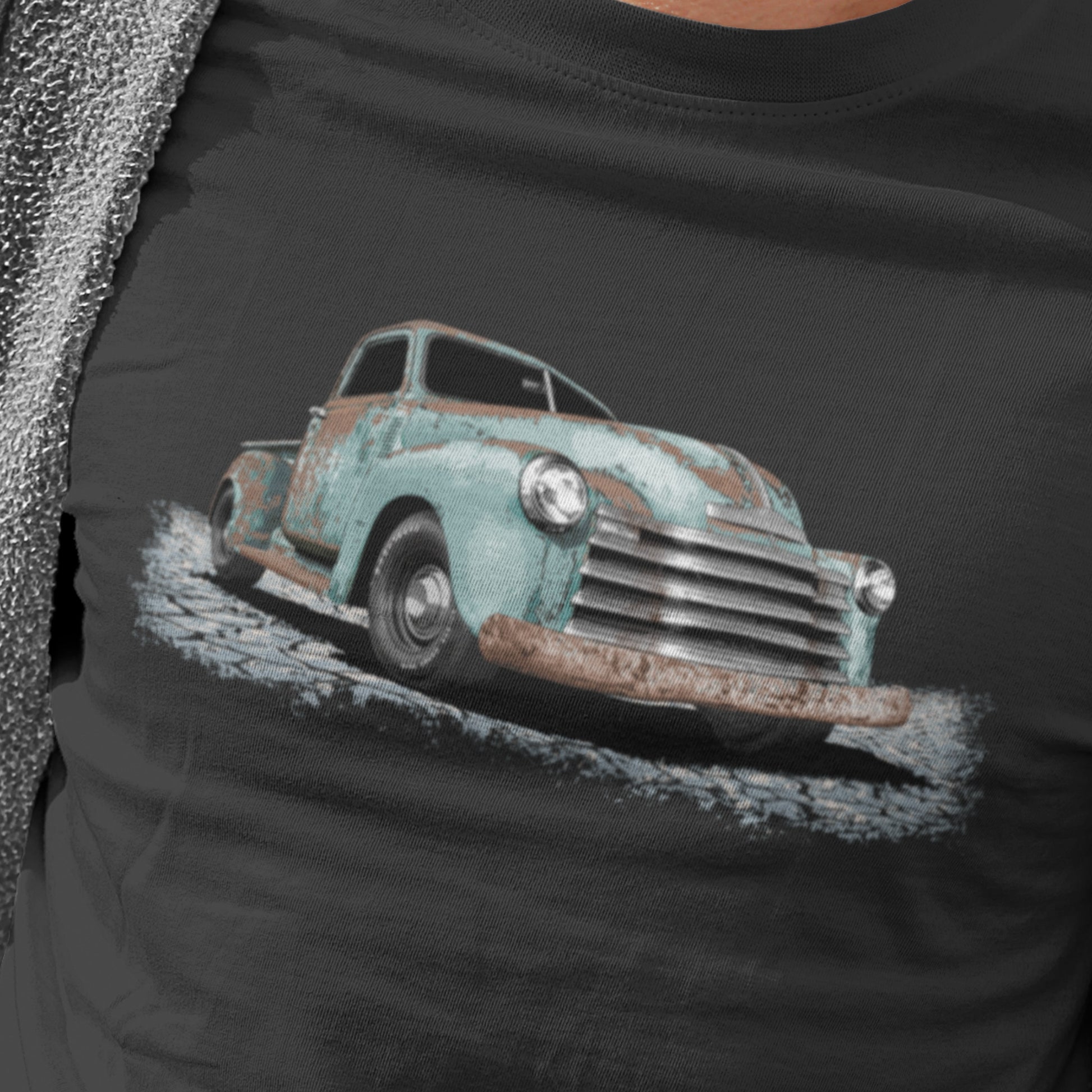 Classic Truck Shirt featuring rusty green 50 Chevy truck - Vintage 1950 Chevrolet rat rod pickup