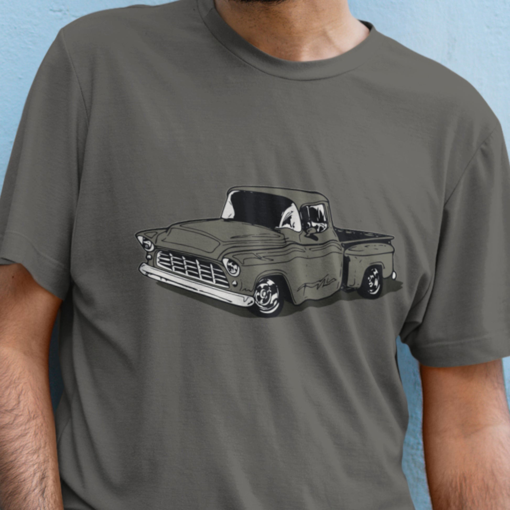 Classic truck shirt featuring gray 55 Chevy pickup - Unisex T-shirt with classic truck