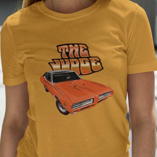 Classic car shirt featuring orange 69 Pontiac GTO Judge - Unisex T-shirt - 1969 muscle car