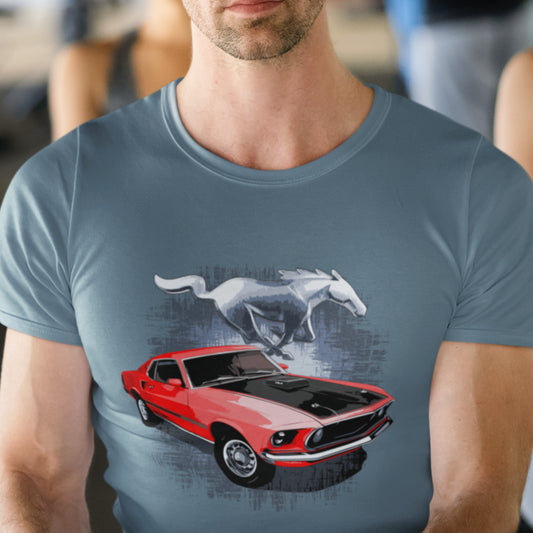 Classic car shirt featuring Red 69 Mustang Mach 1