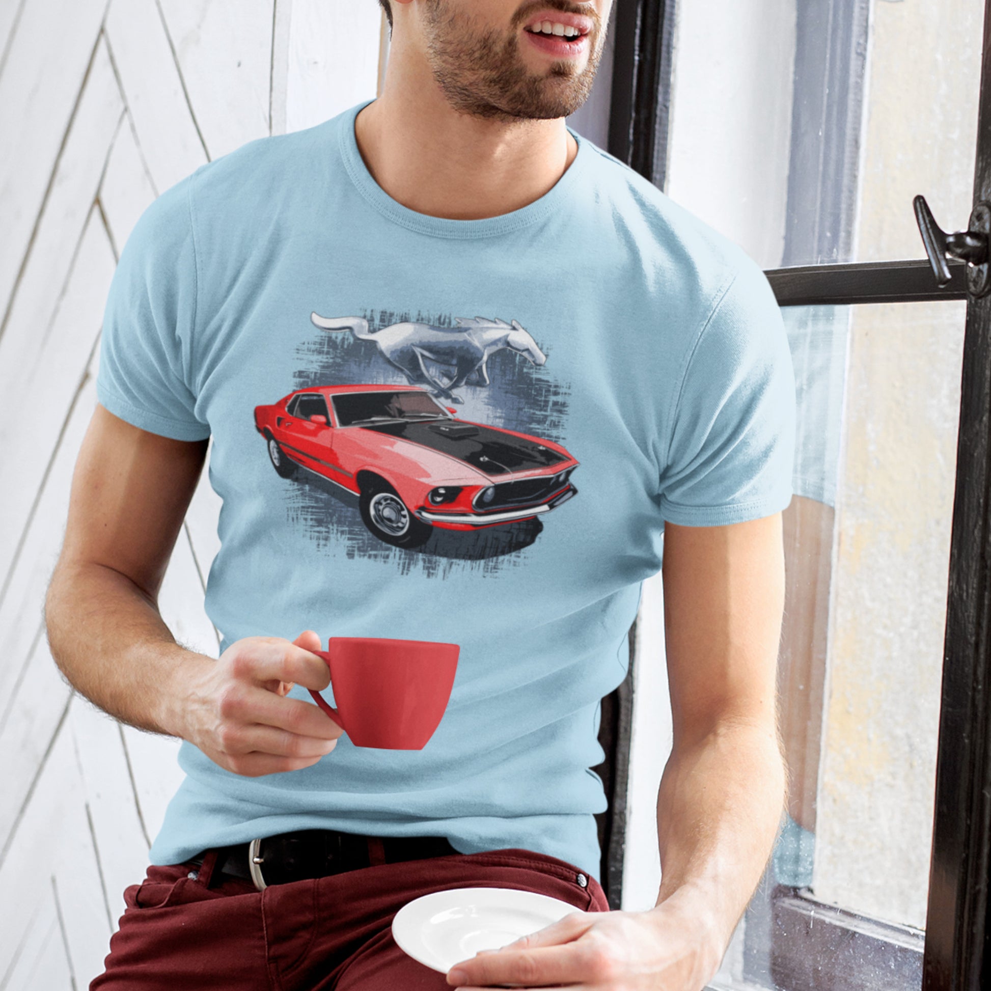 Classic car shirt featuring Red 69 Mustang Mach 1