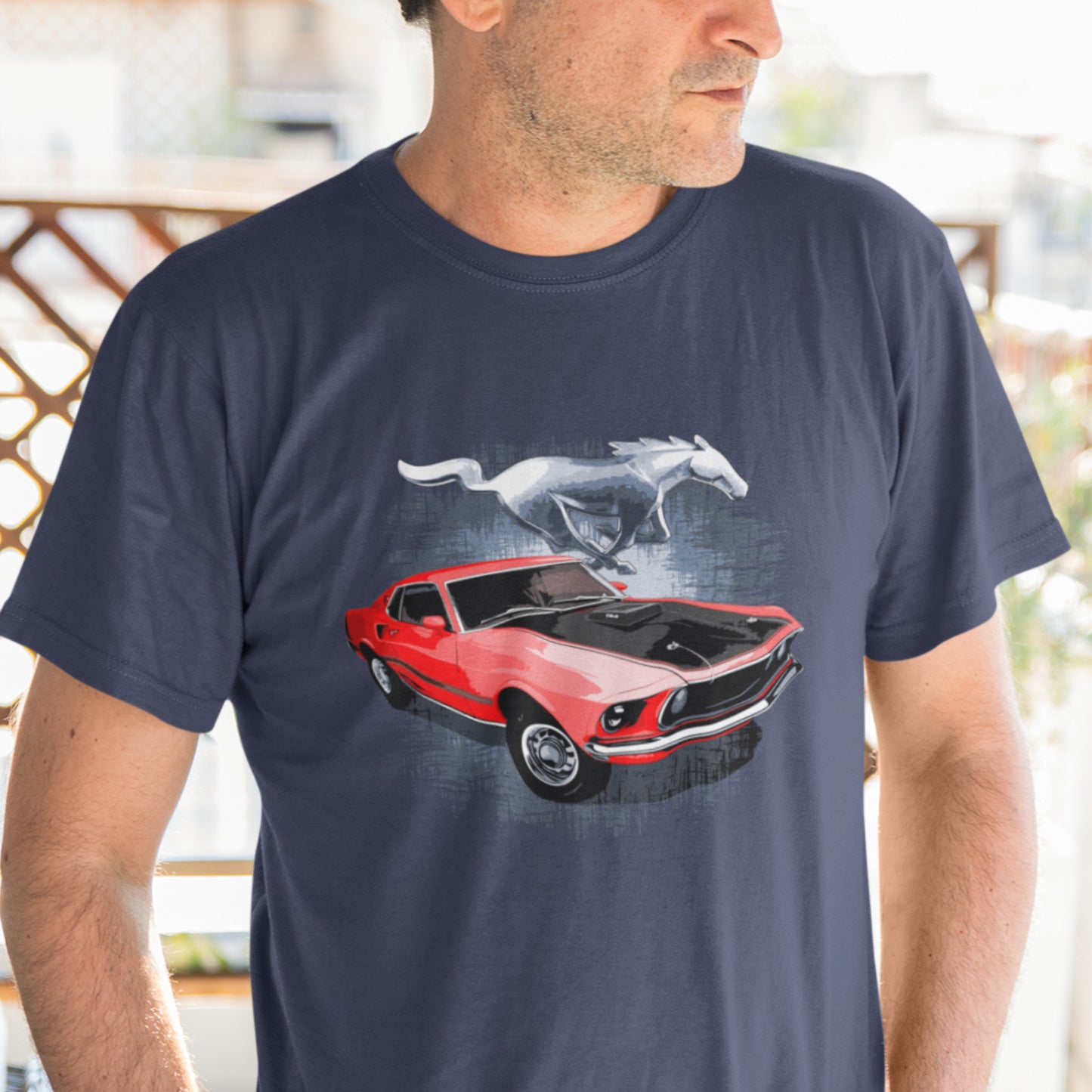 Classic car shirt featuring Red 69 Mustang Mach 1