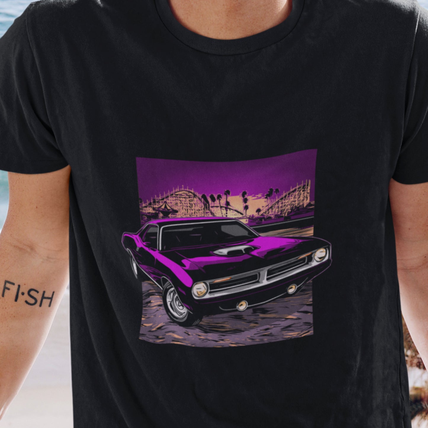 Classic Car Shirt featuring Purple 70 Barracuda - Unisex Jersey Tee with 1970 Plymouth Barracuda