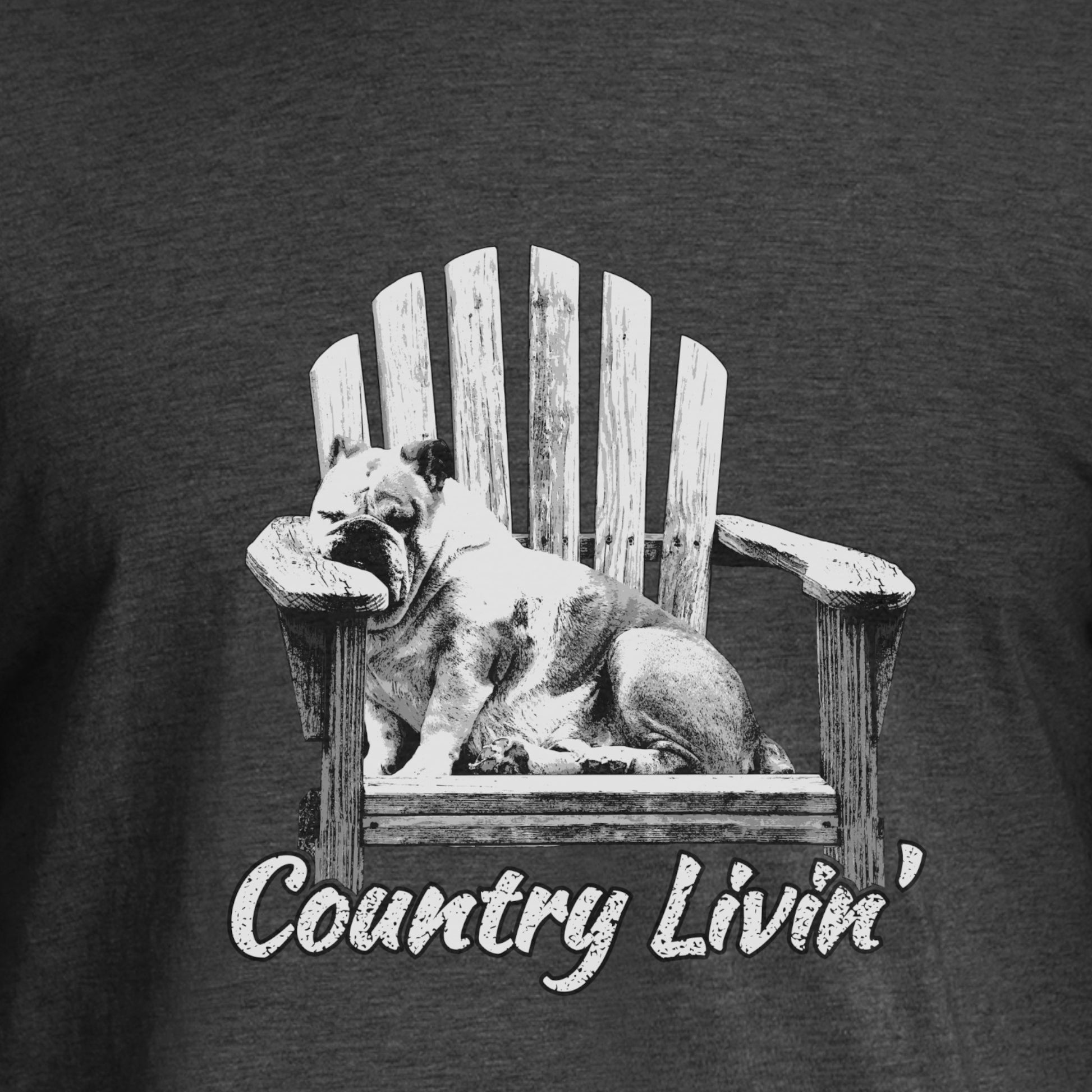 Country Livin' Short-Sleeve Dark Color Unisex T-Shirt, Sleeping Dog in Adirondack Chair