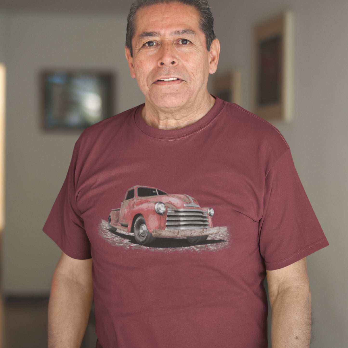 Classic Truck Shirt featuring rusty red 50 Chevy truck - Vintage 1950 Chevrolet rat rod pickup