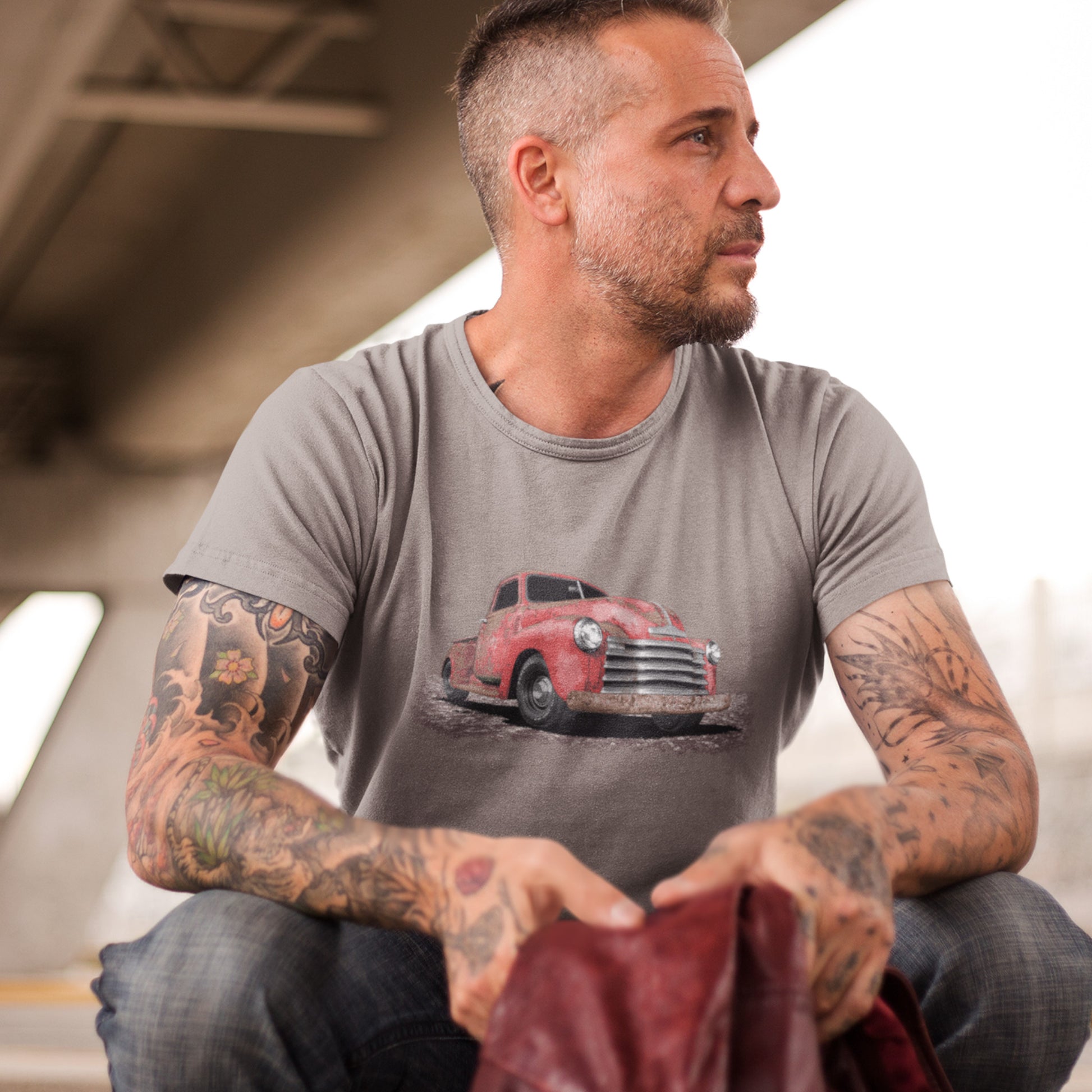 Classic Truck Shirt featuring rusty red 50 Chevy truck - Vintage 1950 Chevrolet rat rod pickup