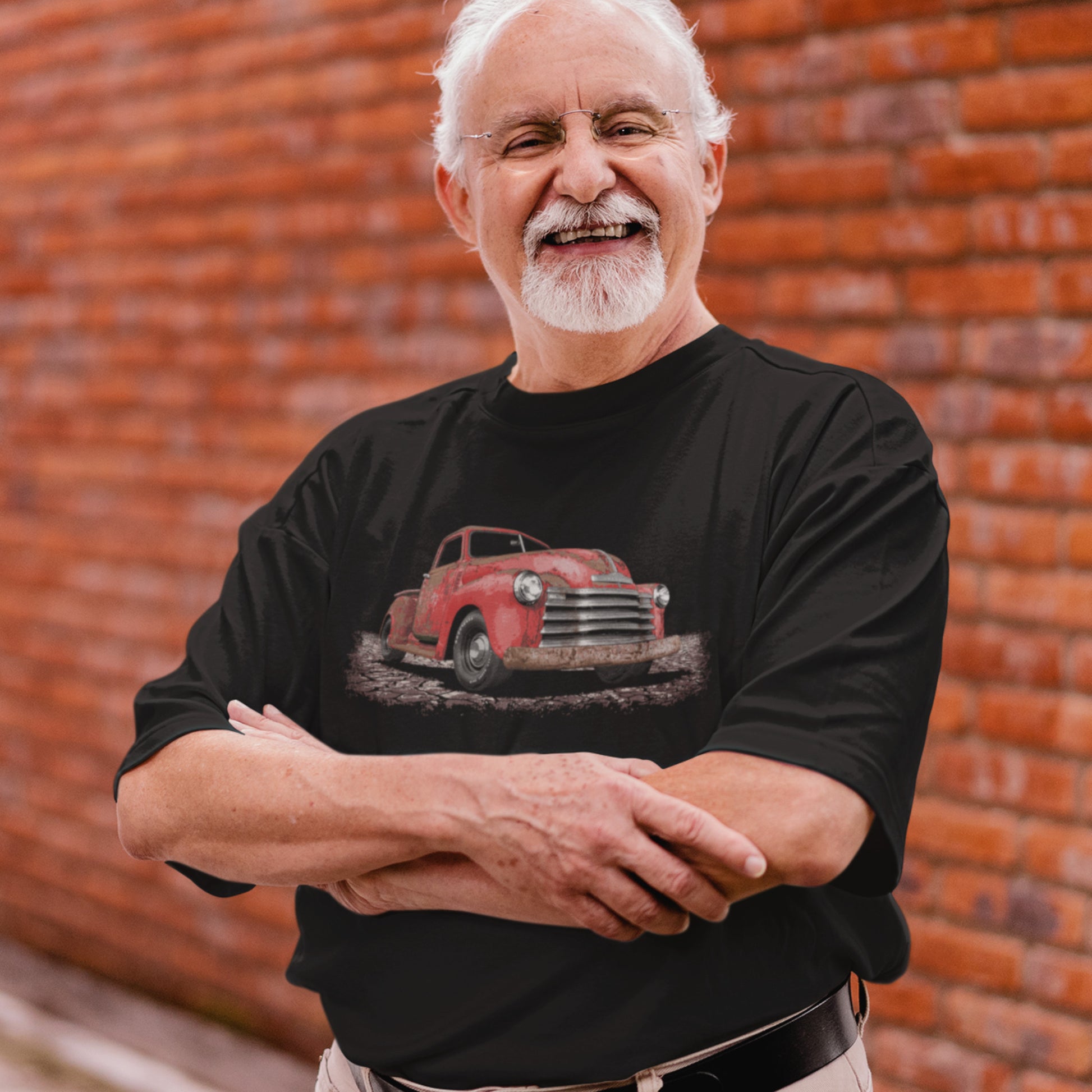 Classic Truck Shirt featuring rusty red 50 Chevy truck - Vintage 1950 Chevrolet rat rod pickup