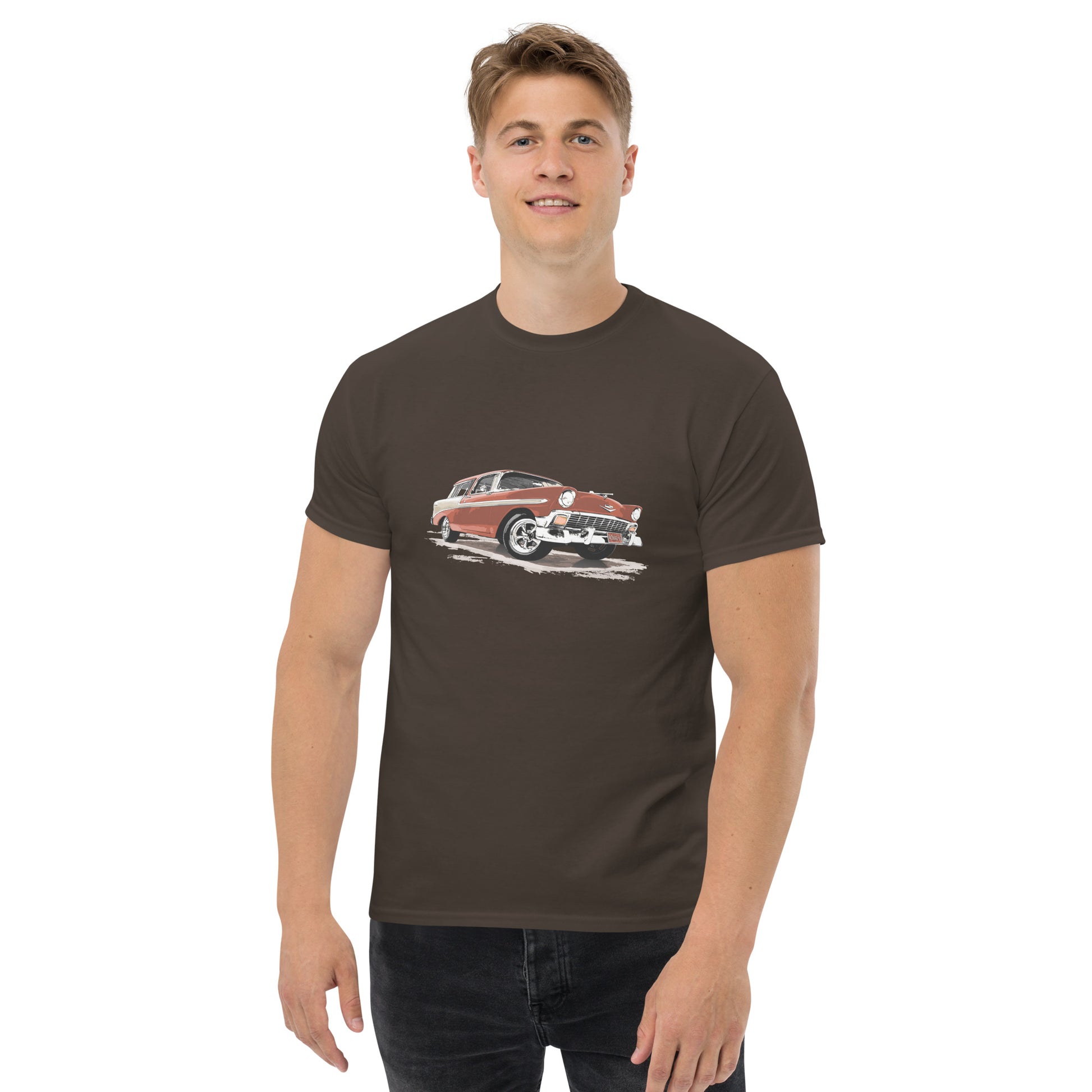 Classic Car Shirt featuring a bronze 56 Chevrolet Bel Air Nomad, 1956 Chevy on Unisex t-shirt