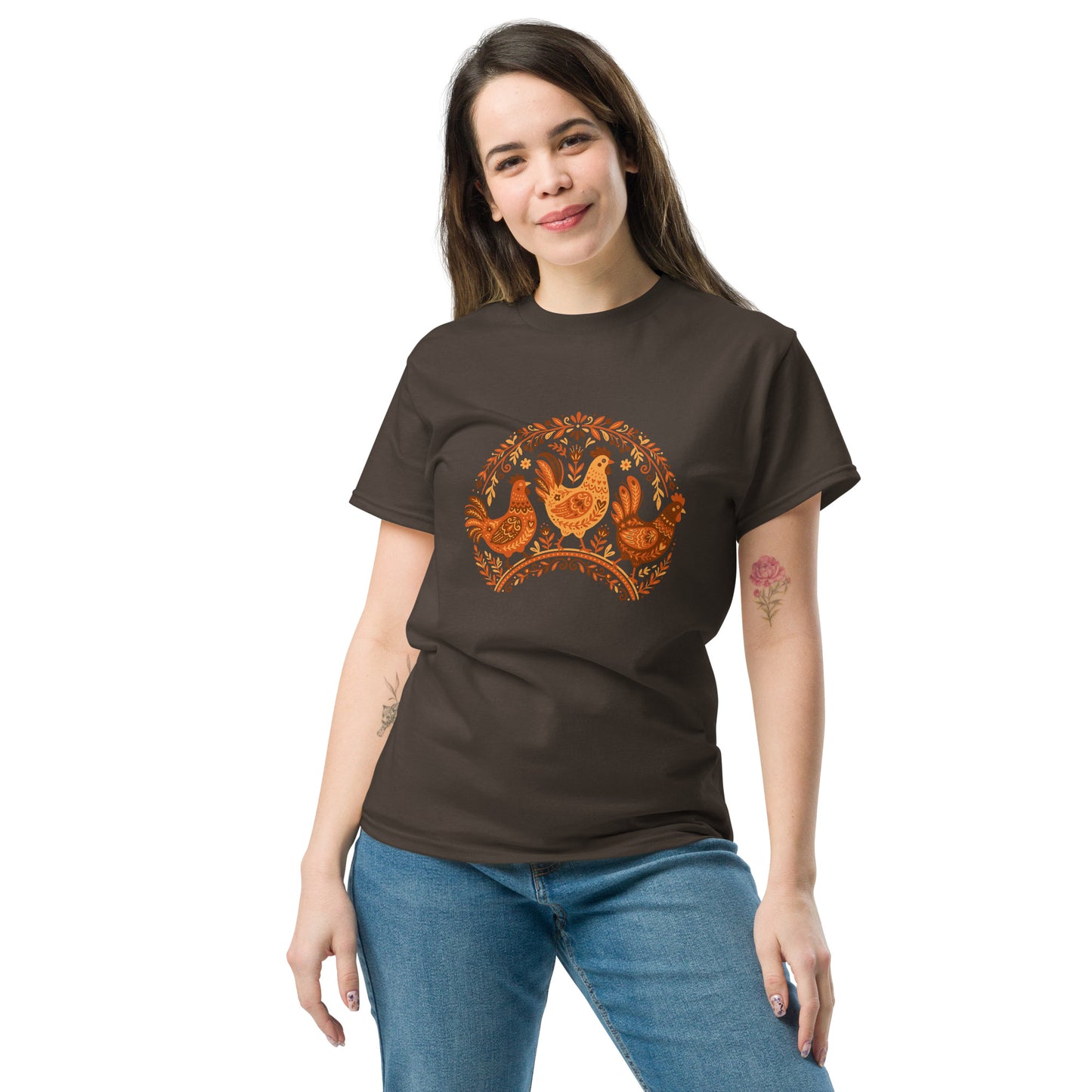 Folk Art Chicken Trio Tee | Unisex classic tee