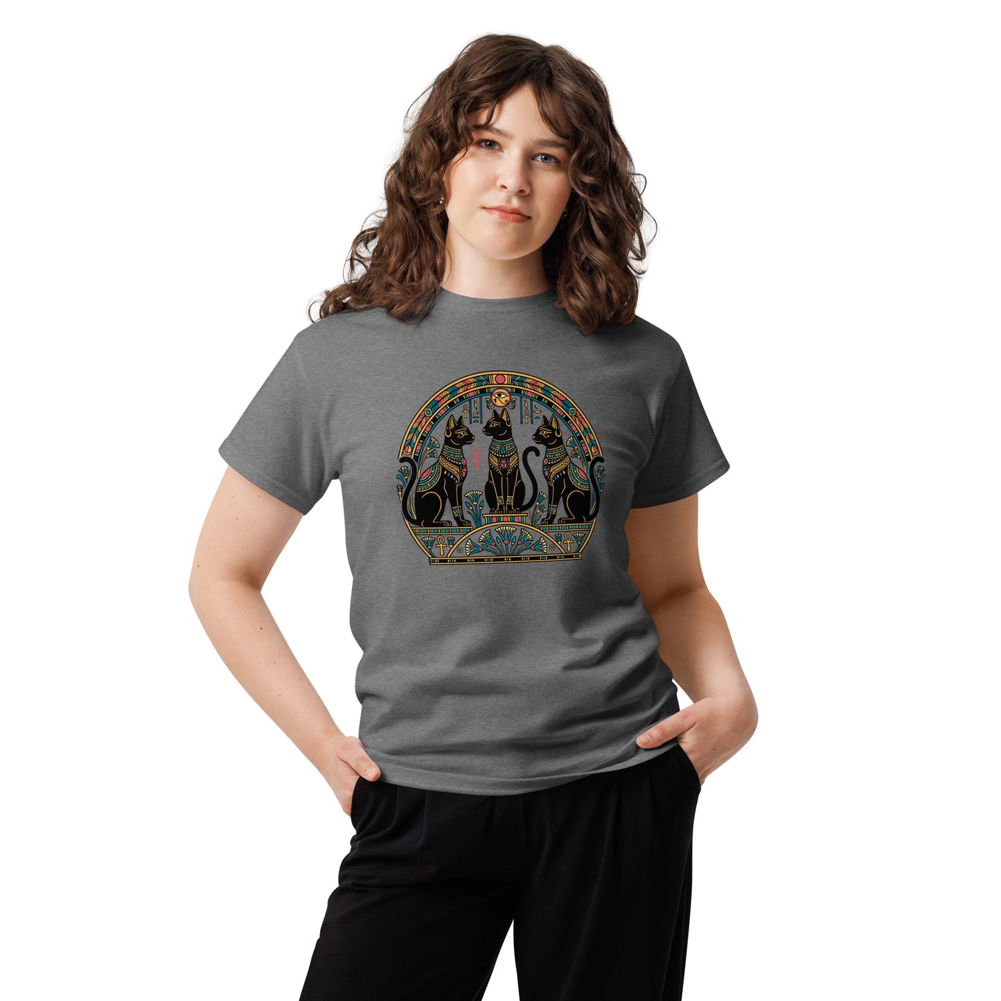 Egyptian Cat Shirt | Hieroglyphic Goddess Tee | Ancient Egypt Cat Art | Cat Lover Unisex classic tee