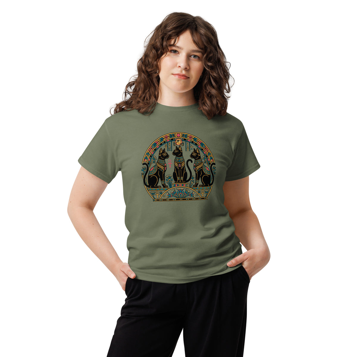 Egyptian Cat Shirt | Hieroglyphic Goddess Tee | Ancient Egypt Cat Art | Cat Lover Unisex classic tee
