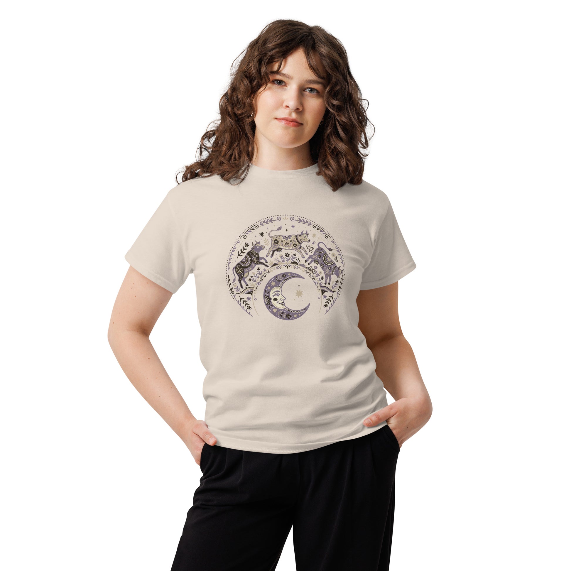 Folk Art Cow Trio with Moon Tee | Unisex classic tee