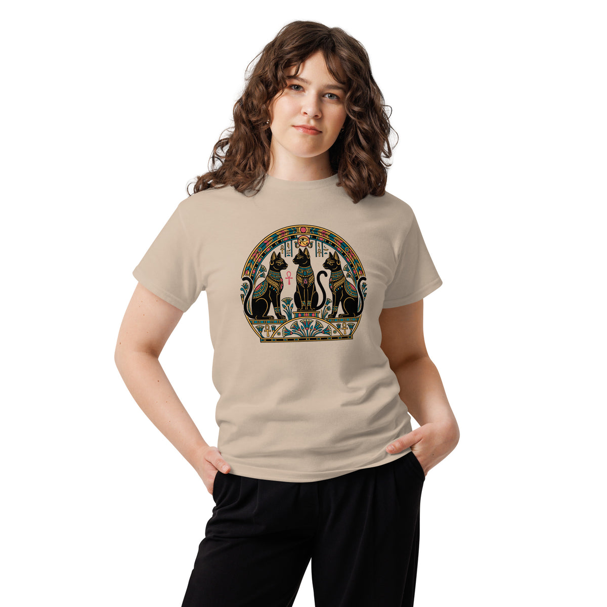 Egyptian Cat Shirt | Hieroglyphic Goddess Tee | Ancient Egypt Cat Art | Cat Lover Unisex classic tee