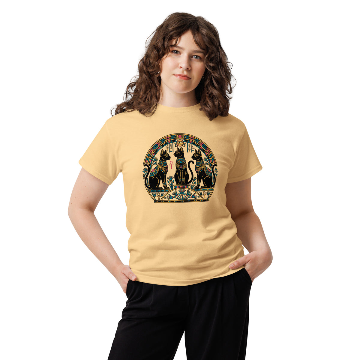 Egyptian Cat Shirt | Hieroglyphic Goddess Tee | Ancient Egypt Cat Art | Cat Lover Unisex classic tee