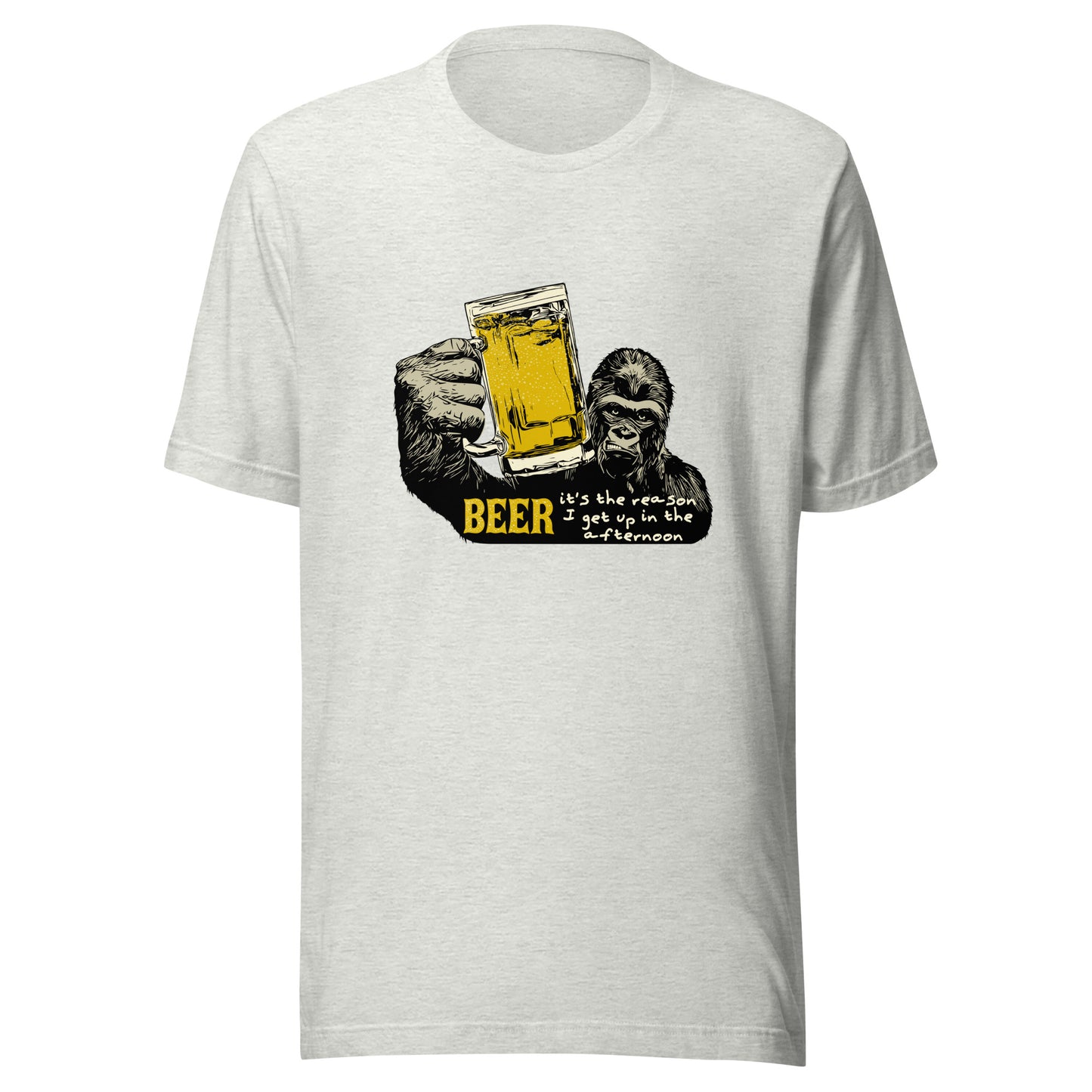 Beer Drinking Gorilla Unisex Jersey Tee - Beer - it's the reason I get up in the afternoon! Party Ape with beer mug.