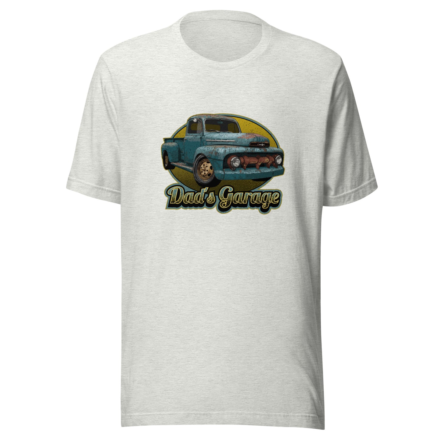 Classic Car Shirt featuring a rusty 51 Ford truck - Dad's Garage with Vintage 1951 Ford pickup