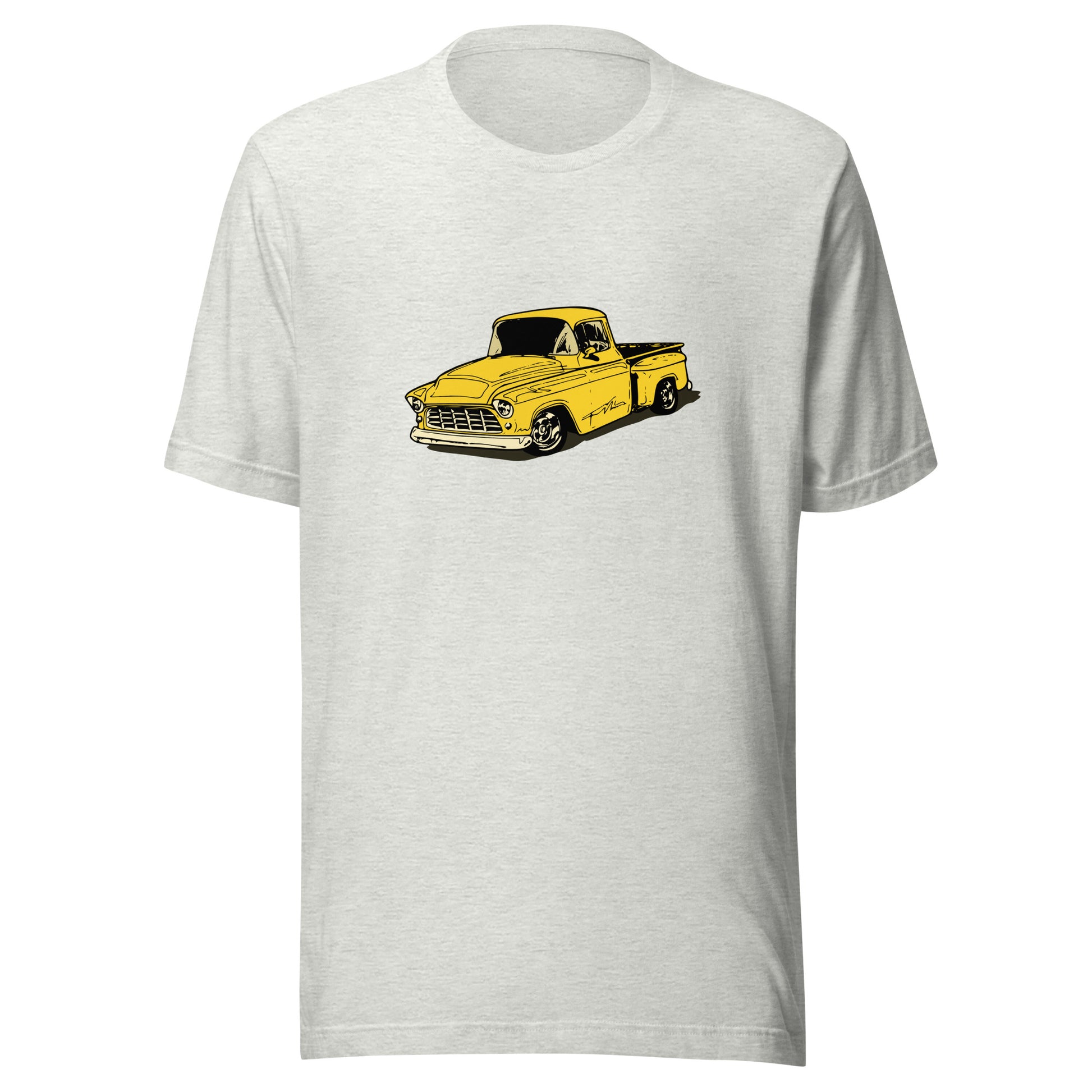 Classic truck shirt featuring yellow 55 Chevy pickup - Unisex T-shirt with classic truck