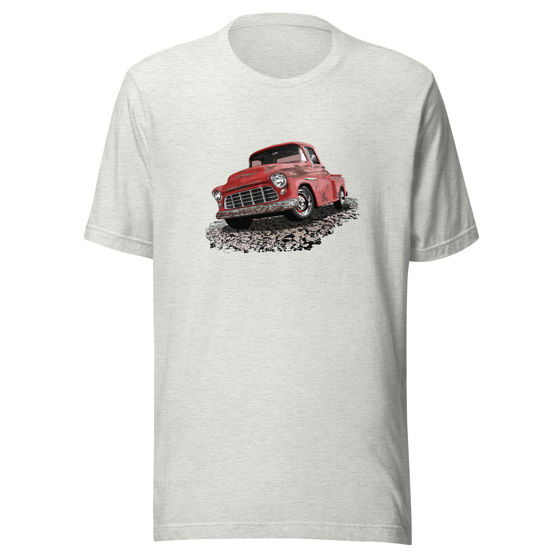 Classic truck shirt featuring rusty red 55 Chevy truck - Unisex T-shirt with rusted classic pickup