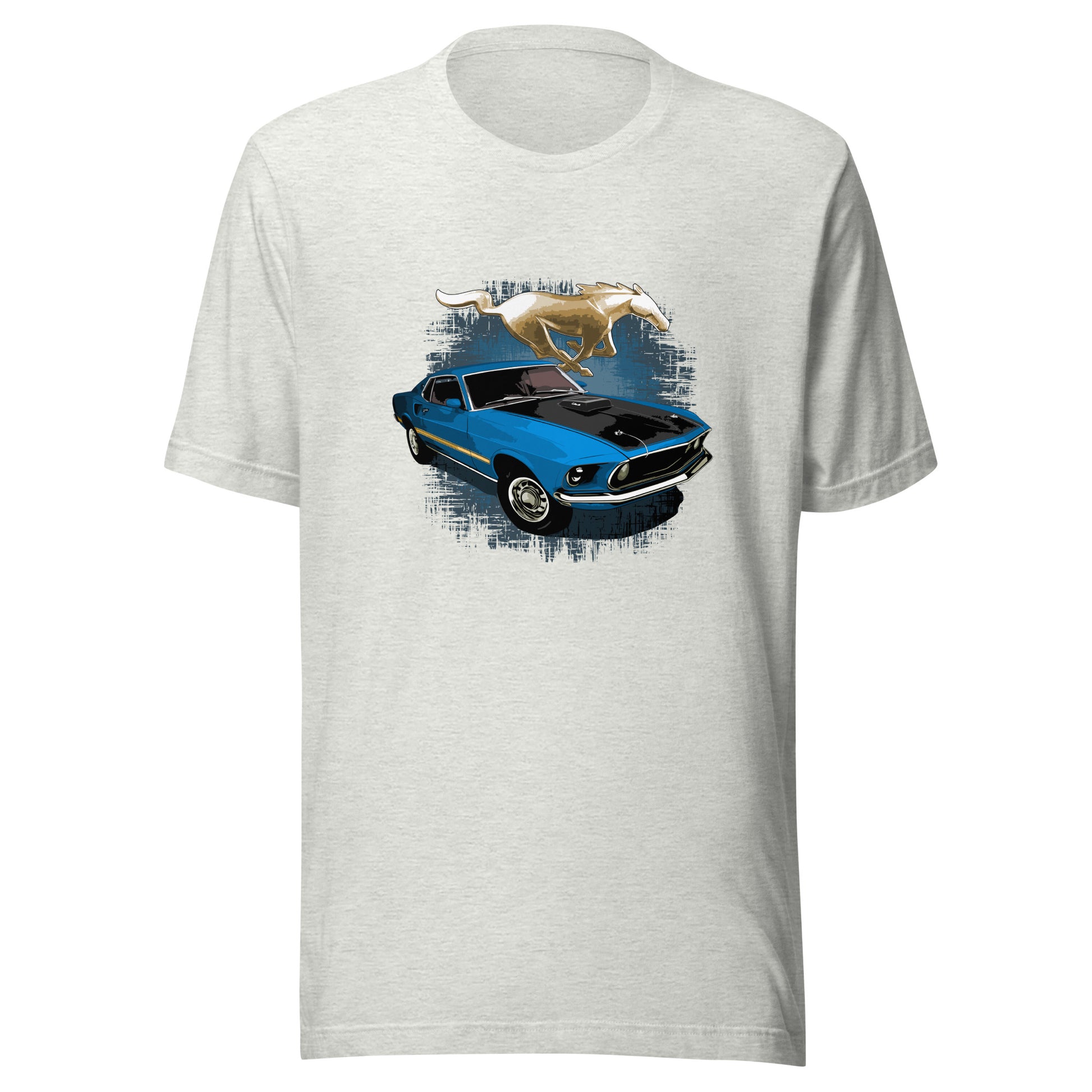 Classic car shirt with Blue 1969 Mustang Mach 1 - Muscle Car Unisex t-shirt with 69 Mach 1 Ford