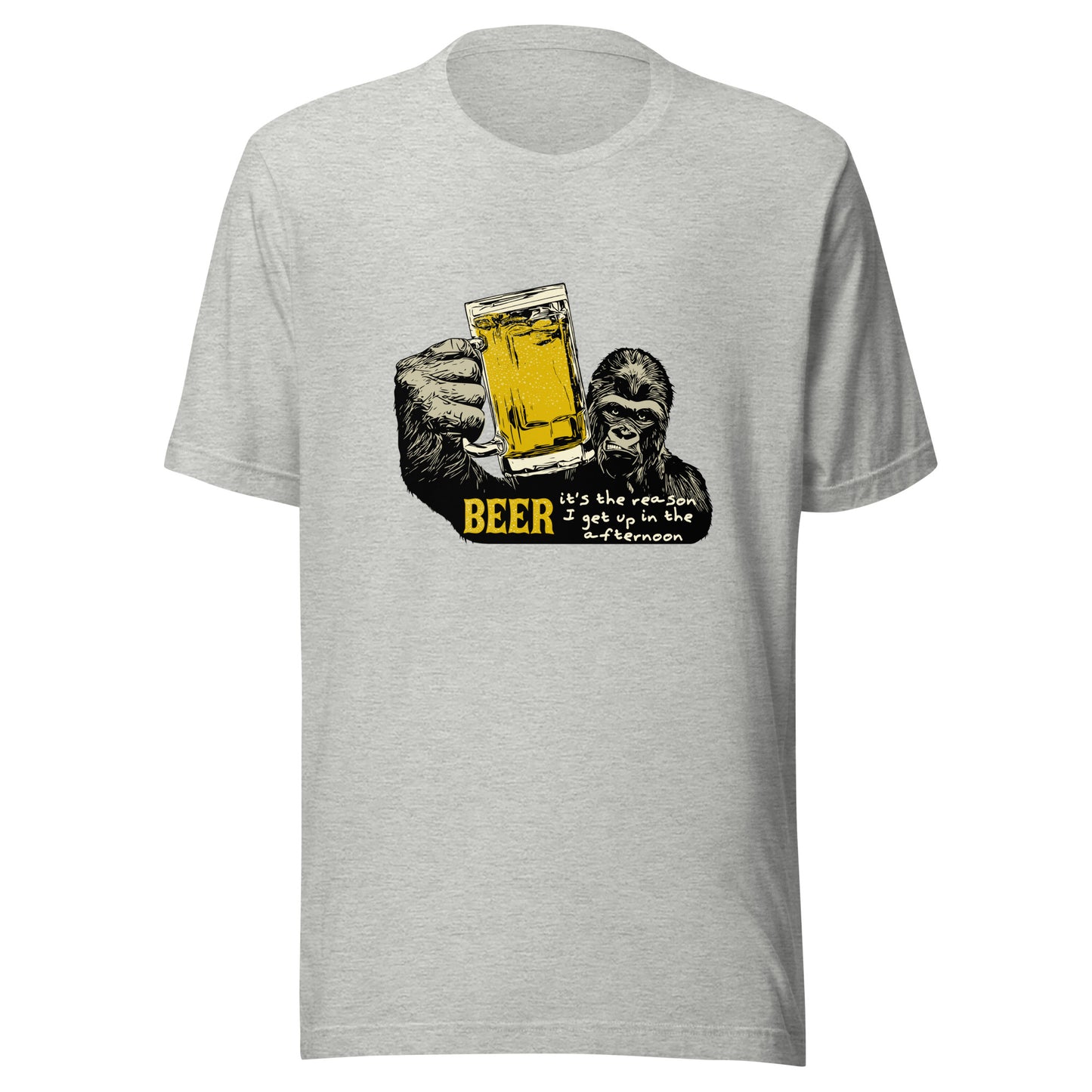 Beer Drinking Gorilla Unisex Jersey Tee - Beer - it's the reason I get up in the afternoon! Party Ape with beer mug.