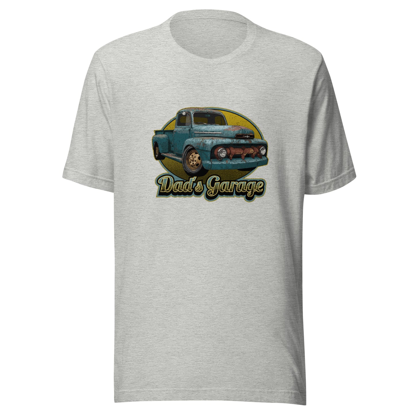 Classic Car Shirt featuring a rusty 51 Ford truck - Dad's Garage with Vintage 1951 Ford pickup